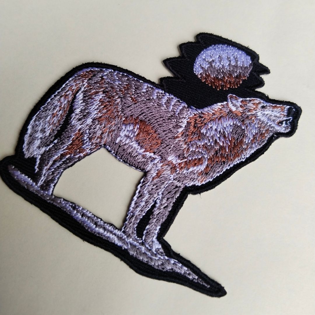 Wolf Howling at Moon Iron-On Patch