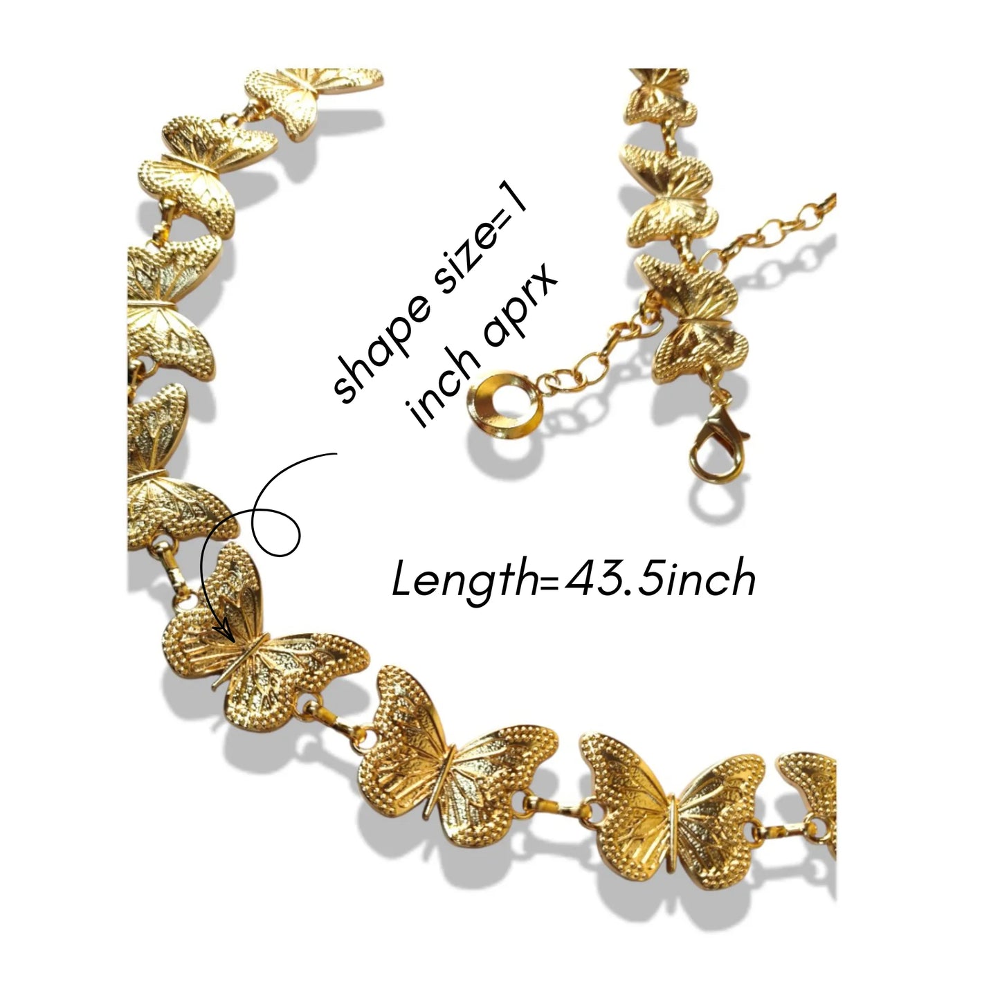 Gold plated butterfly kamarbandh detail – metal, 43.5 inch, for festive ethnic wear – Gleemify