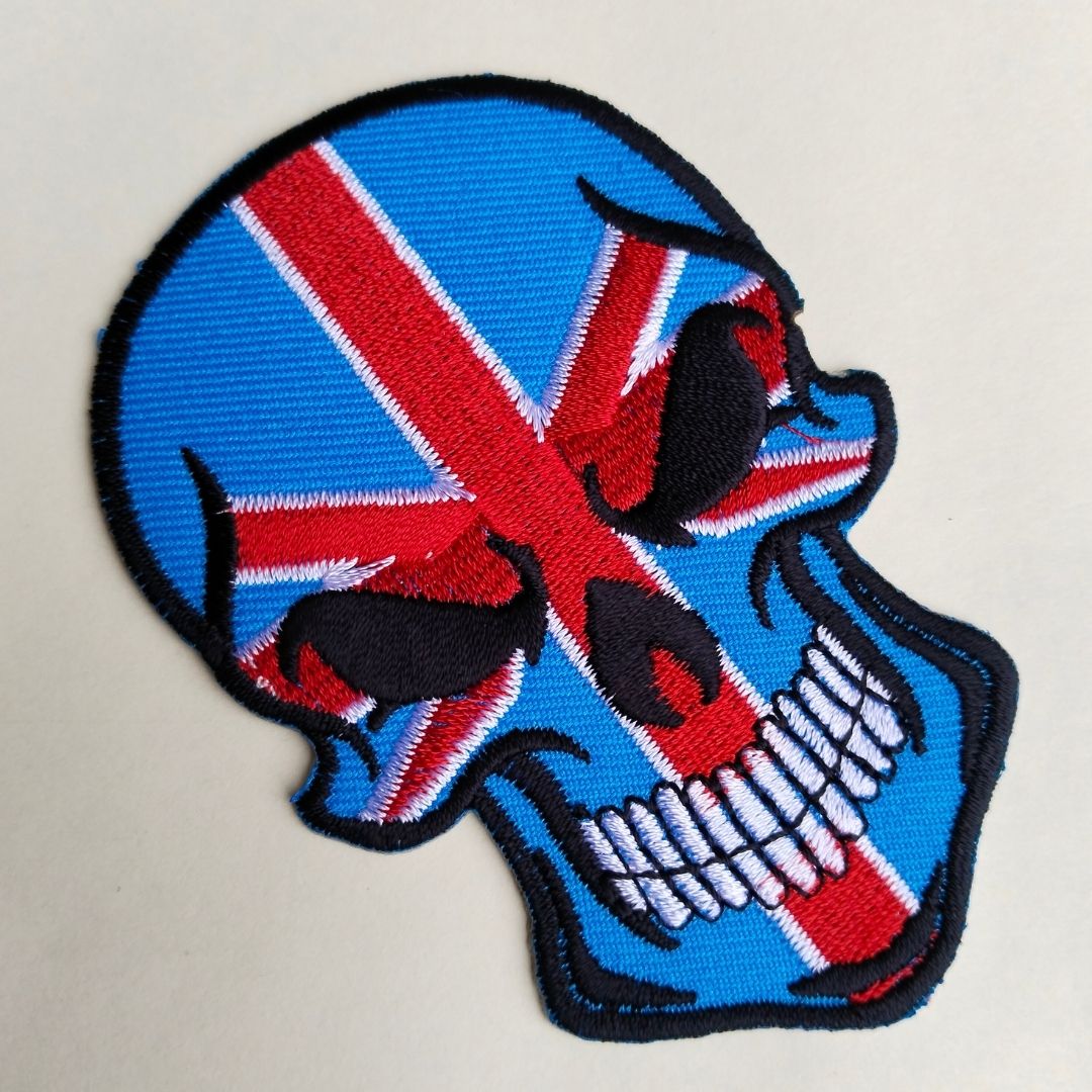 Union Jack Skull Iron-On Patch