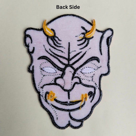 Gleemify devil mask hotfix patch close-up red embroidery for denim jacket India