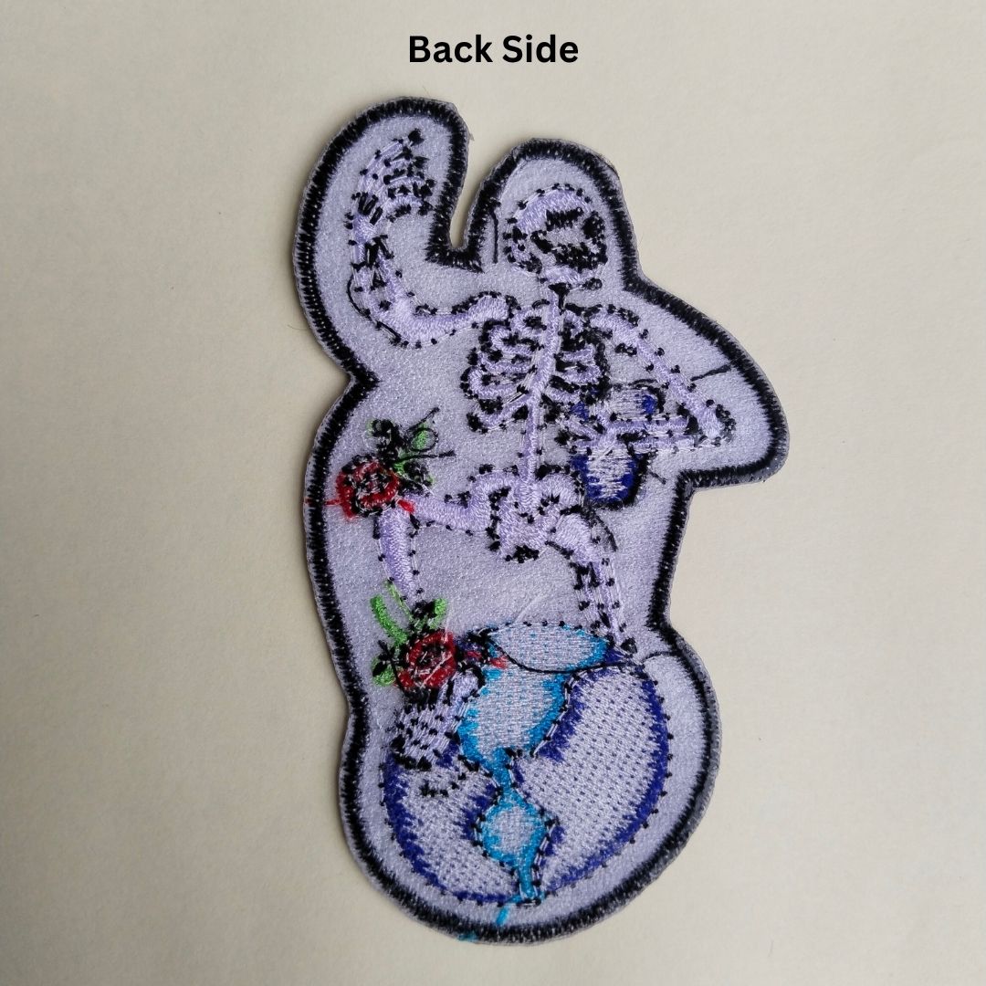 Skeleton on Earth Globe Iron-On Patch