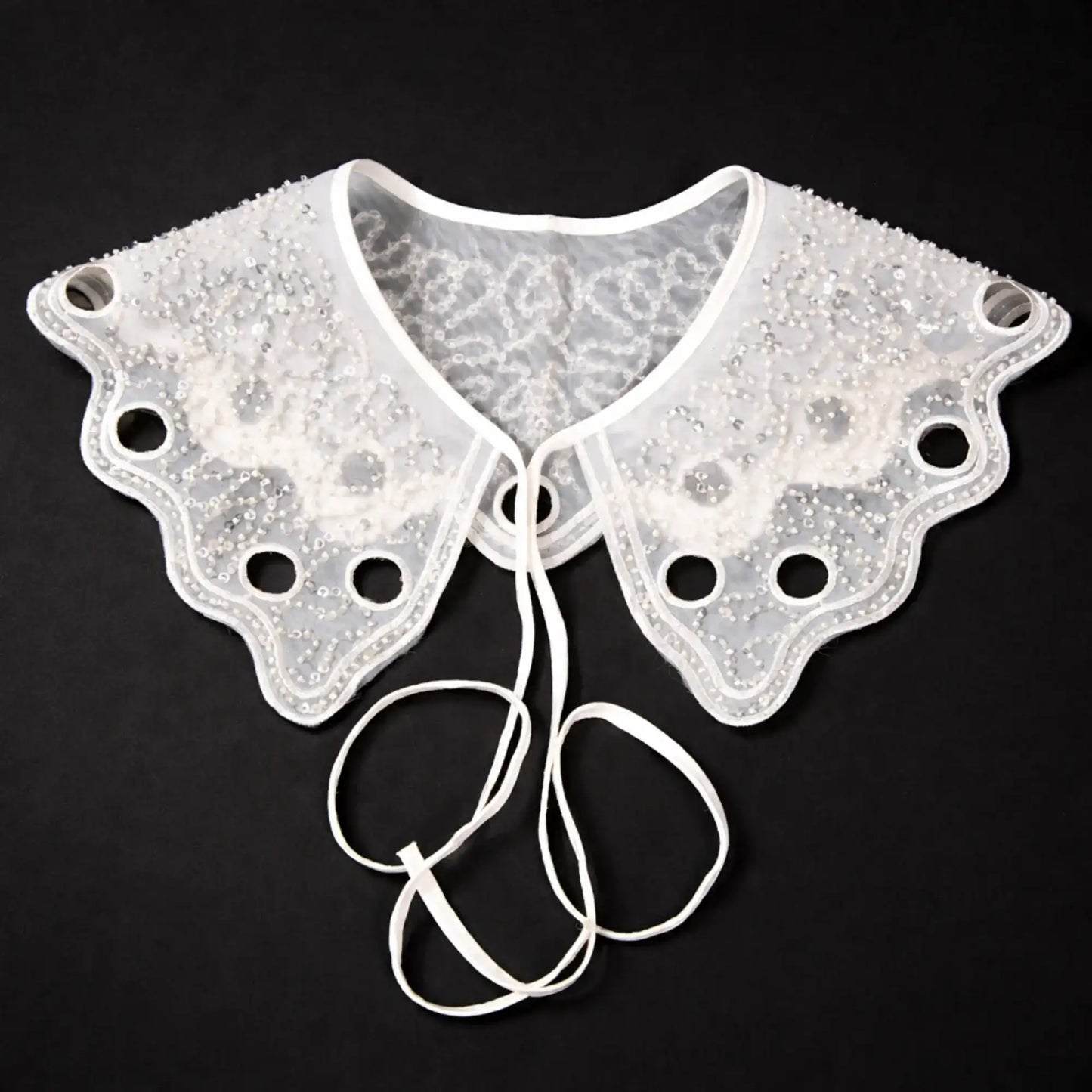 Peter Pan collar product view – sequins beads, 16 inch wide, detachable for women India – Gleemify