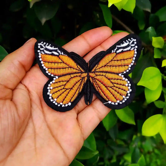 Gleemify butterfly hotfix embroidered patch worn on t-shirt DIY fashion India