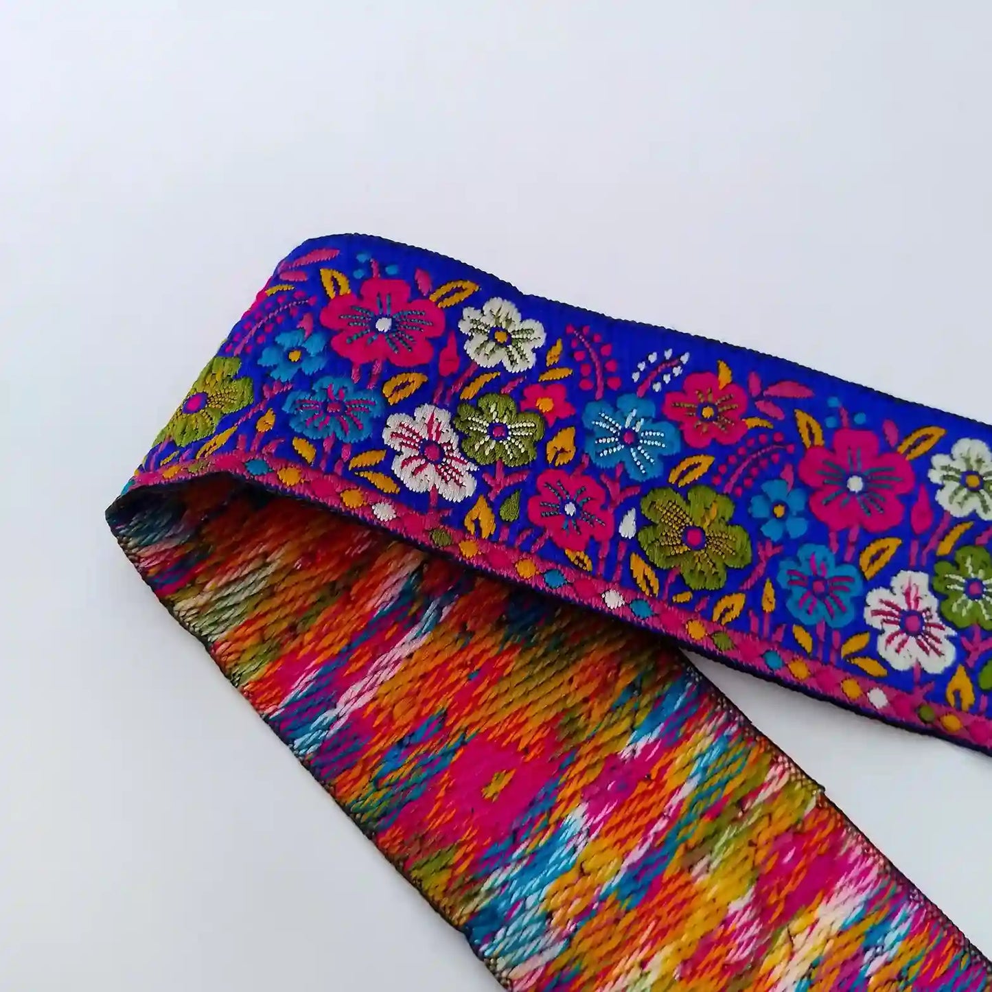 Blue Floral Embroidered Lace Trim for Sarees, Dresses, Dupattas, Blouses & DIY Craft | 2 Meters