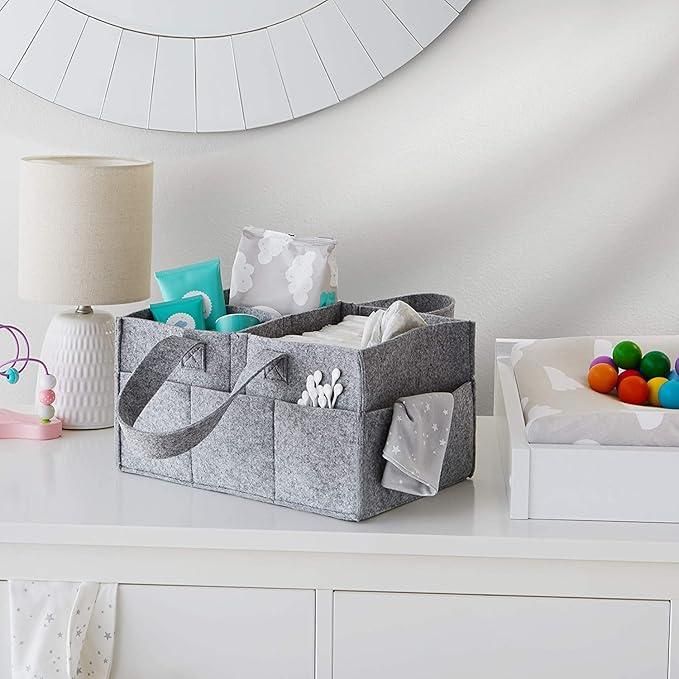 Gray Nursery Storage Organizer-Foldable and Portable for Travelling, perfect for organizing baby essentials