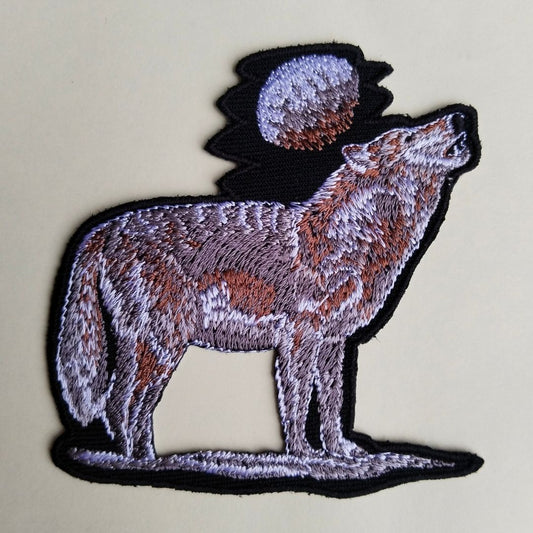 Wolf Howling at Moon Iron-On Patch
