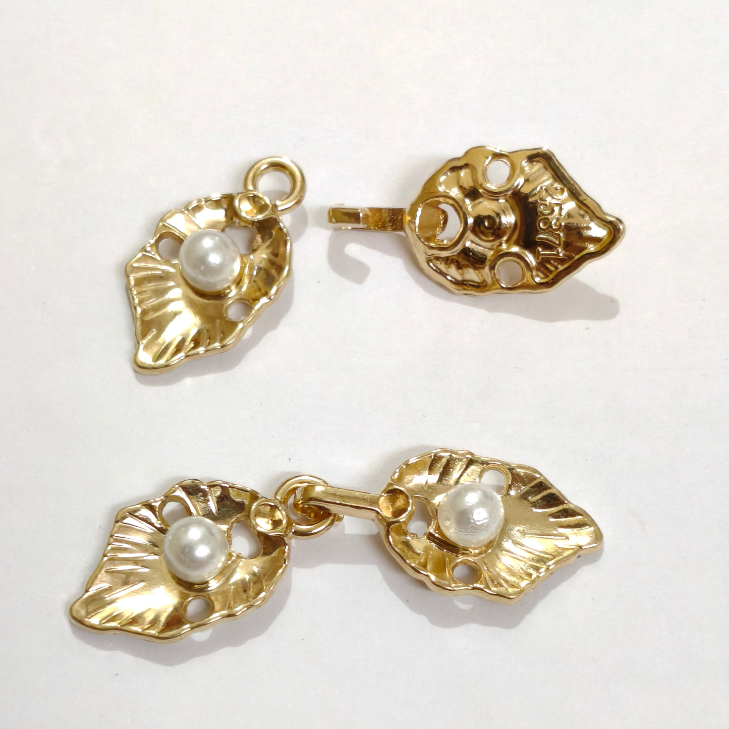Pearl frog button hooks detail view for ethnic wear – Gleemify