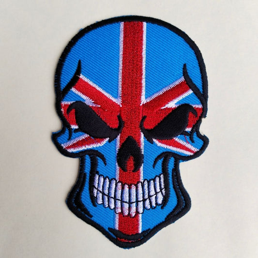 Union Jack Skull Iron-On Patch