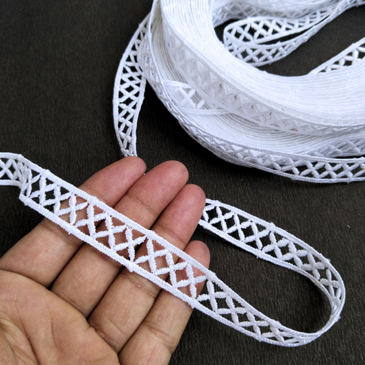 2 Meters | Cross Design Lace for Clothing & DIY Crafts