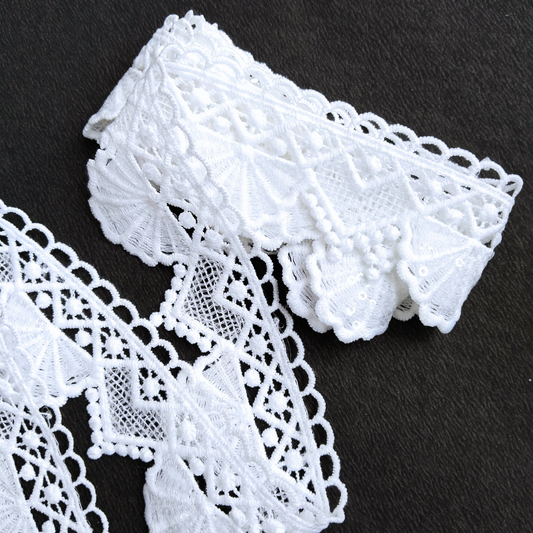 6 Meters | Dyeable Sequins Floral Lace Trim for Clothing & DIY