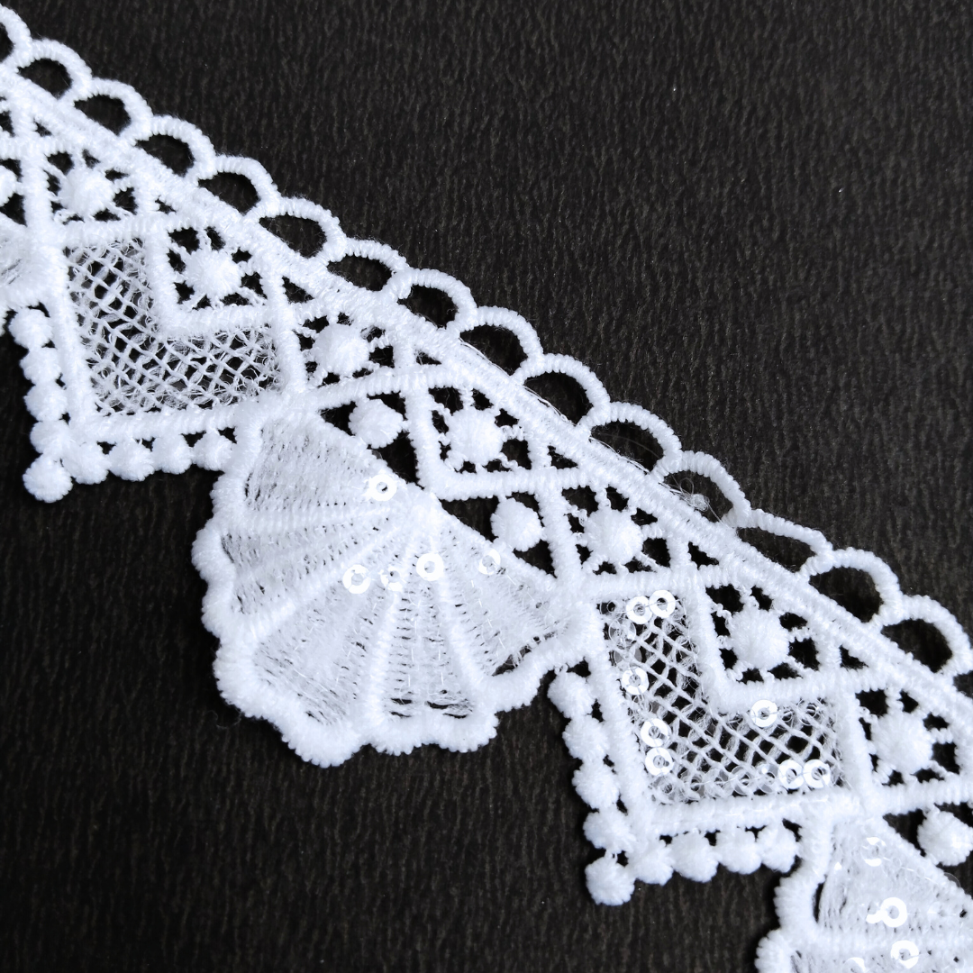 9 Meters | Dyeable Sequins Floral Lace Trim for Clothing & DIY