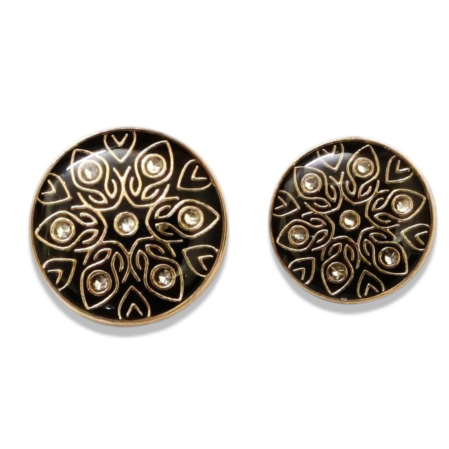 Black enamel floral crystal buttons close-up detail for suit – Gleemify
