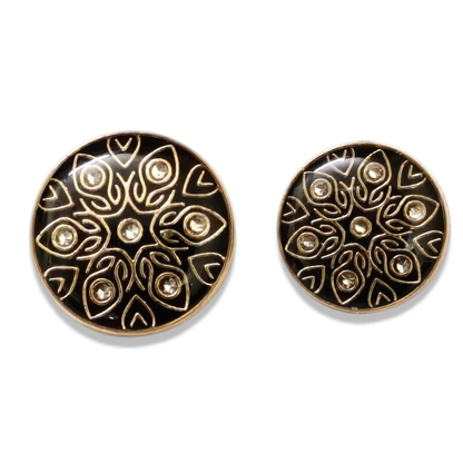 Black enamel floral crystal buttons close-up detail for suit – Gleemify