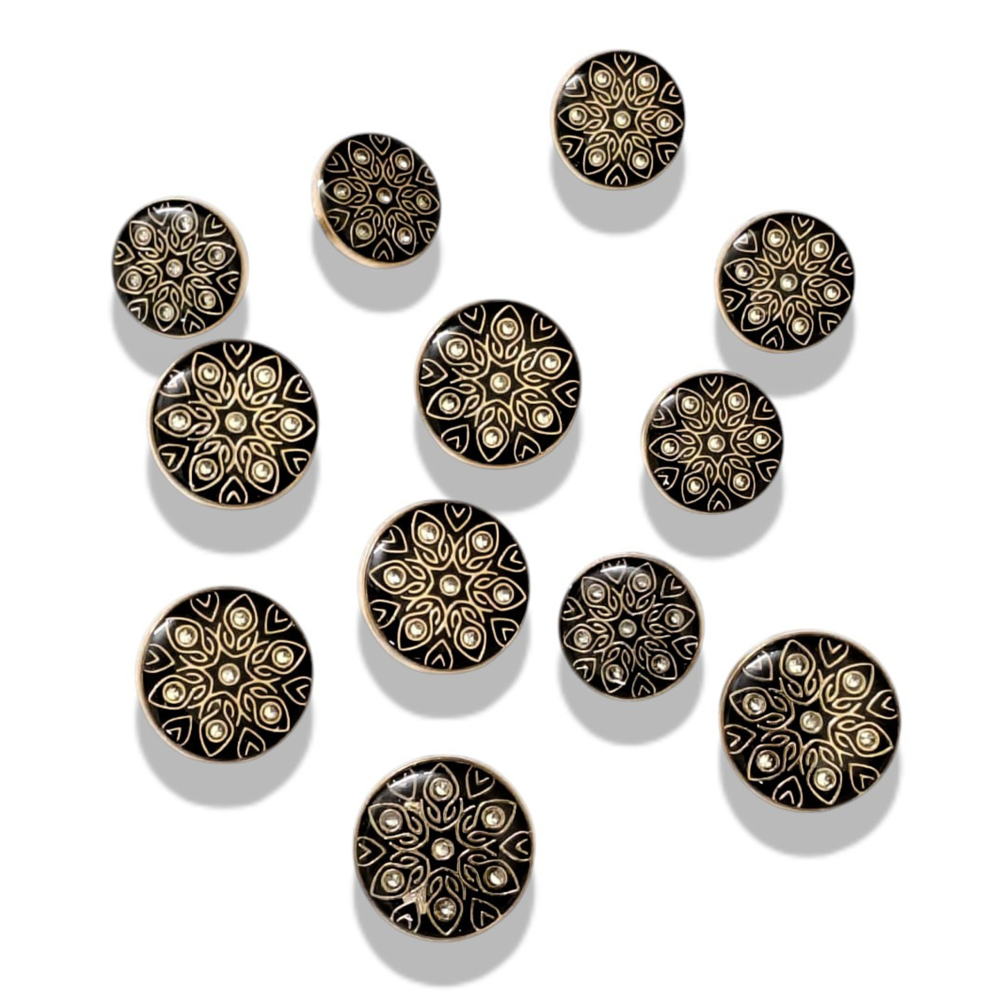 Black enamel crystal buttons on bandhgala suit fabric India – Gleemify