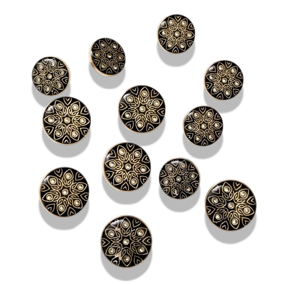Black enamel crystal buttons on bandhgala suit fabric India – Gleemify