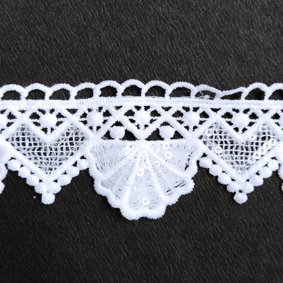 9 Meters | Dyeable Sequins Floral Lace Trim for Clothing & DIY
