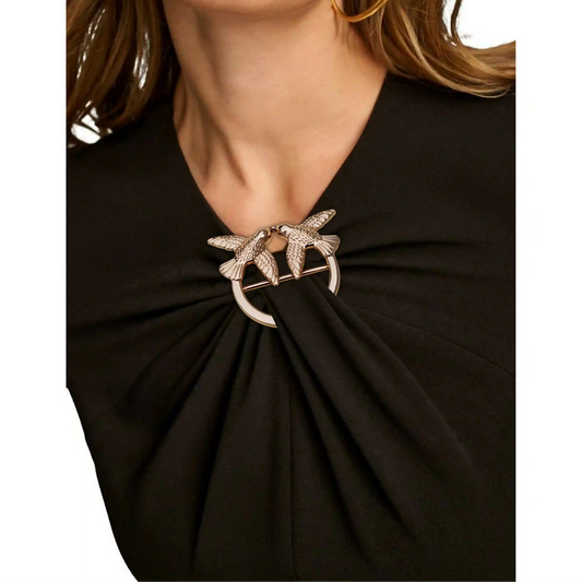Rose gold love birds buckle worn on dress styling India – Gleemify