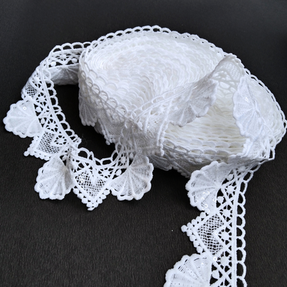 9 Meters | Dyeable Sequins Floral Lace Trim for Clothing & DIY