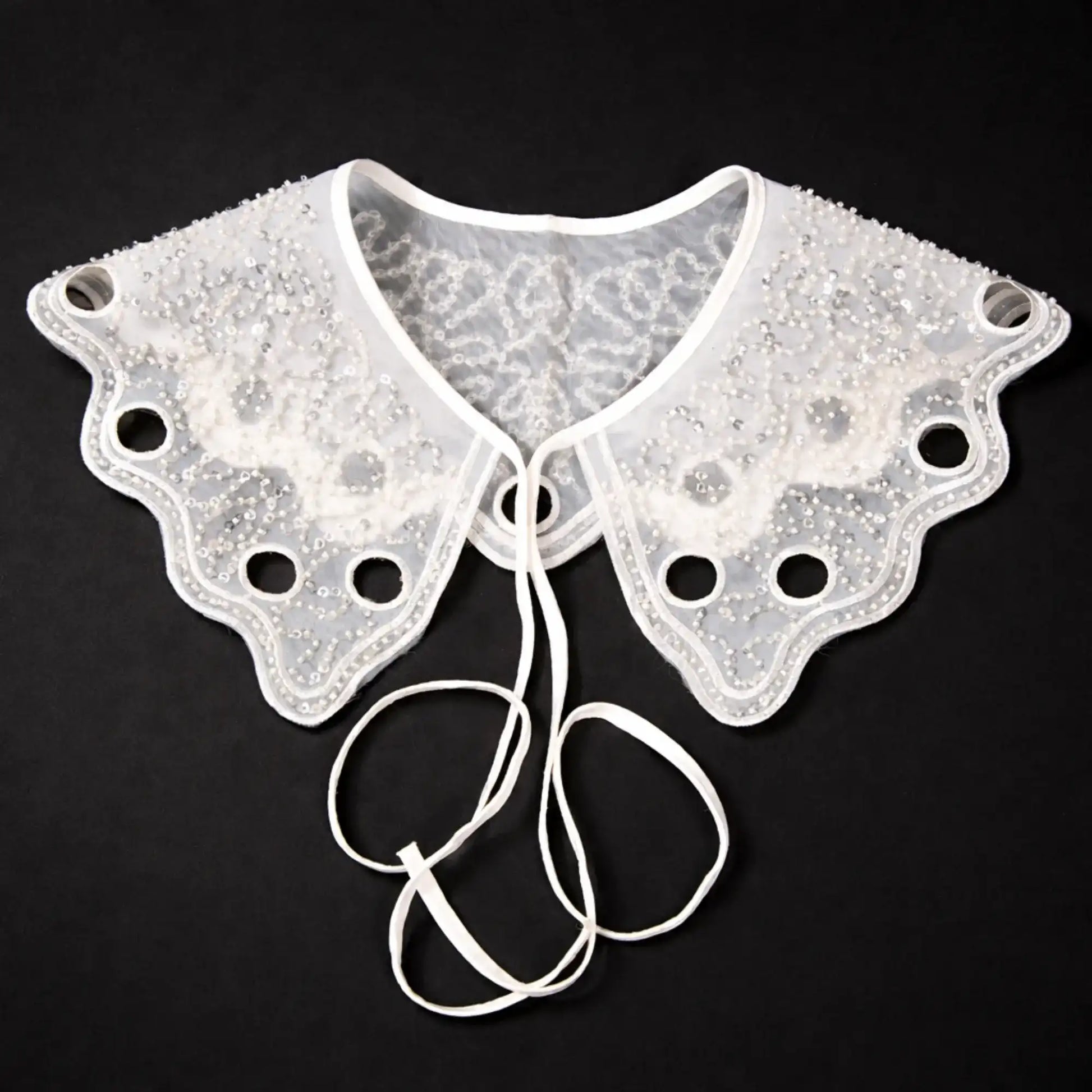 Peter Pan collar product view – sequins beads, 16 inch wide, detachable for women India – Gleemify
