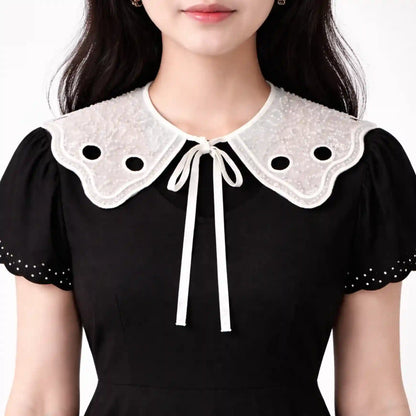 Detachable sequins and beads Peter Pan collar, 16-inch wide, removable neck accent for women's dresses – Gleemify