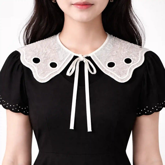 Detachable sequins and beads Peter Pan collar, 16-inch wide, removable neck accent for women's dresses – Gleemify