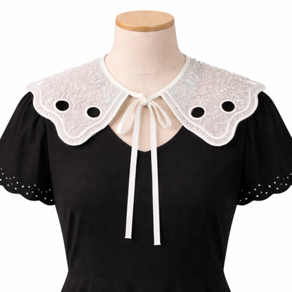 Peter Pan collar on dress – sequins beads embellished, 16 inch, removable neck accent India – Gleemify