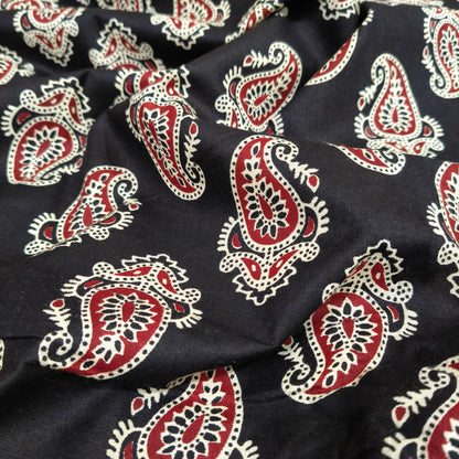 Printed paisley cotton fabric flat lay – pure cotton, 42 inch wide, for ethnic summer wear – Gleemify