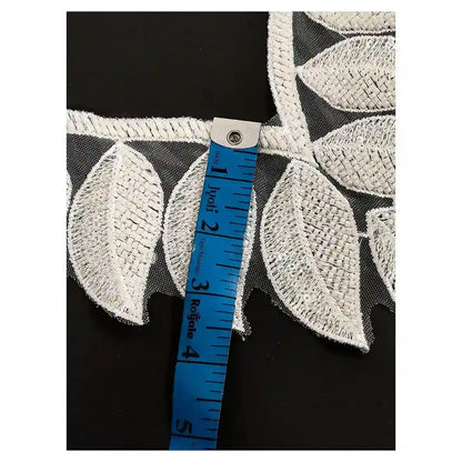 Leaf design neckline applique side – sequins beads, 13.5x12 inch, for kurti gown blouse – Gleemify