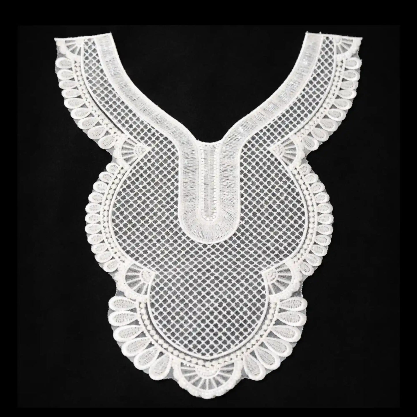 Beaded neckline patch close-up – sequins beads, 12.5x17 inch, for blouse kurti gown – Gleemify