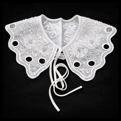 Peter Pan collar sequins close-up – sequins and beads, 16 inch, detachable neck accent for dress – Gleemify