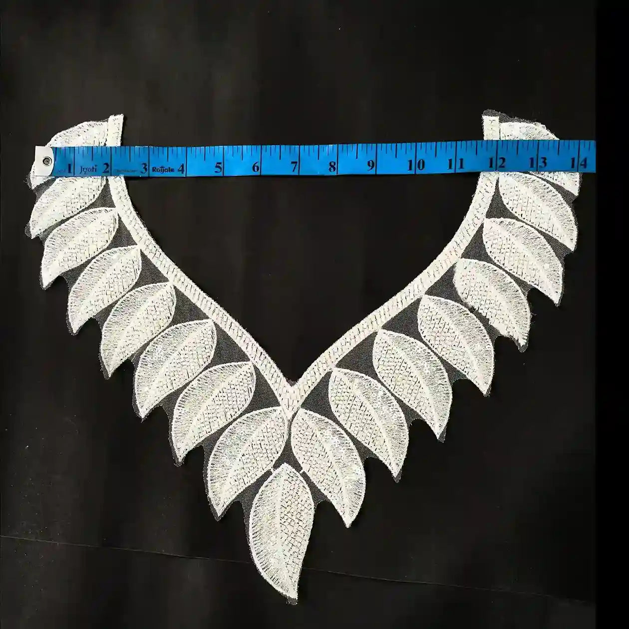 Sequin leaf neckline patch detail – beads embellished, 13.5x12 inch, for ethnic dress India – Gleemify