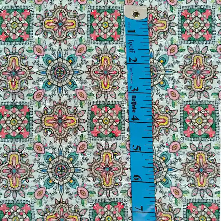 Embroidered floral cotton swatch – pure cotton, 40 inch wide, for boutique kurti dress – Gleemify