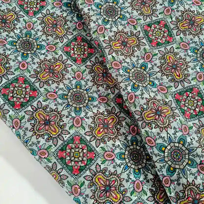 Embroidered cotton fabric drape – pure cotton, 40 inch wide, for ethnic dress kurti India – Gleemify