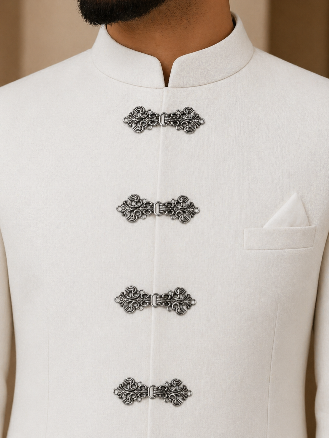 Gunmetal Chinese knot button detail – metal closure, set of 4, for bandhgala jodhpuri – Gleemify