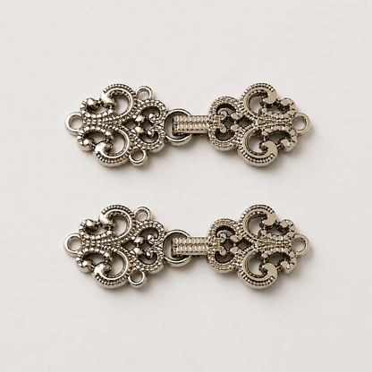 Silver frog closure metal buttons set of 4, 4.2cm, for jodhpuri bandhgala blazer ethnic wear – Gleemify
