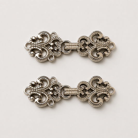Silver frog closure metal buttons set of 4, 4.2cm, for jodhpuri bandhgala blazer ethnic wear – Gleemify