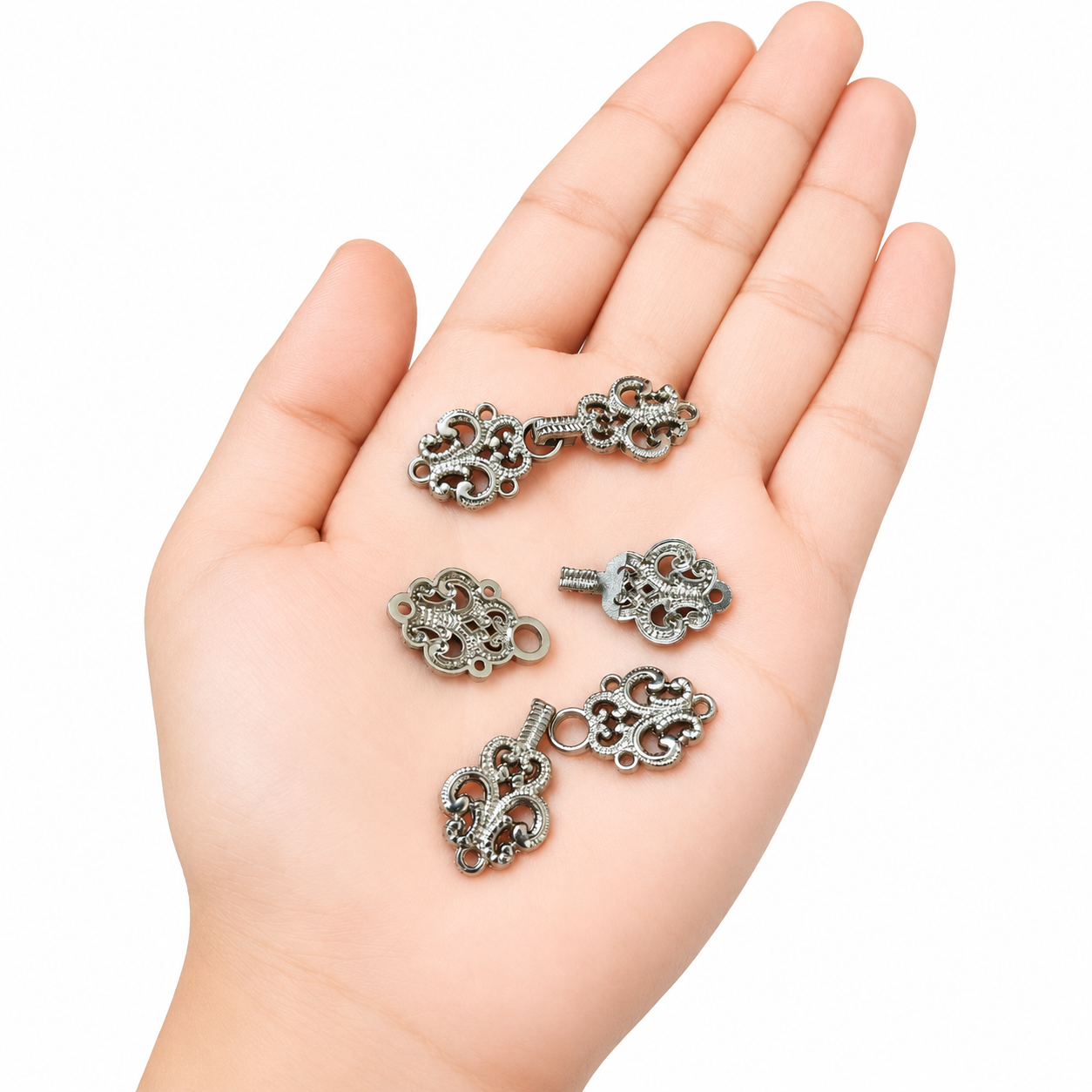 Silver frog metal closure on bandhgala suit fabric styling – Gleemify