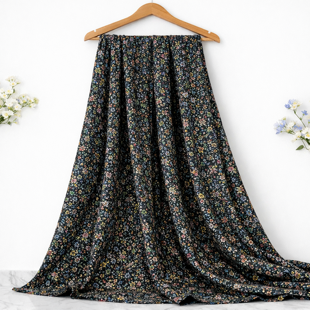 Dark midnight floral cotton lifestyle – pure cotton, 44 inch wide, for ethnic dress kurti – Gleemify