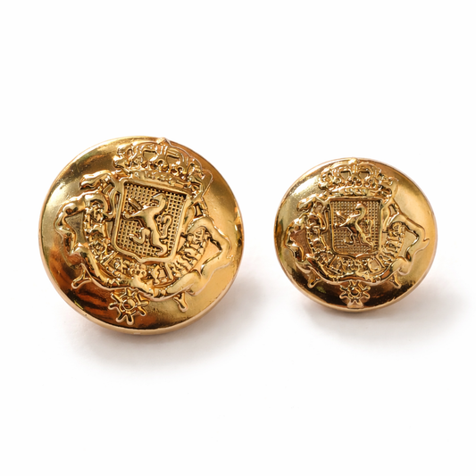 Royal lion crest gold metal buttons in 17mm and 22mm, set of 6, for bandhgala, jodhpuri suits and blazers – Gleemify