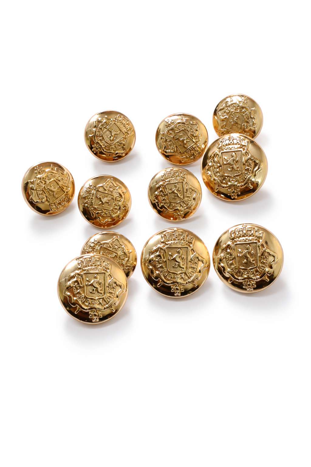Lion crest gold metal buttons flat lay 17mm and 22mm sizes India – Gleemify