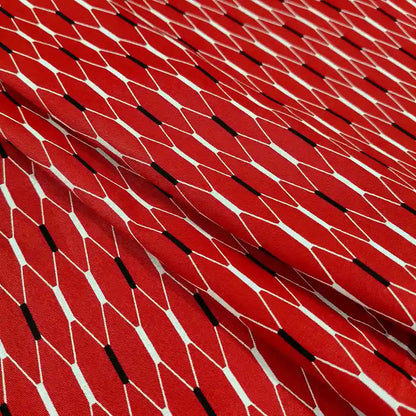 Red geometric cotton fabric swatch – pure cotton, 58 inch wide, for kurti shirt DIY sewing – Gleemify