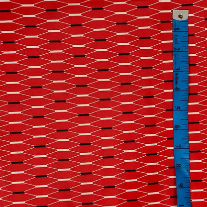 Red geometric cotton print detail – pure cotton, 58 inch wide, for shirt kurti India – Gleemify