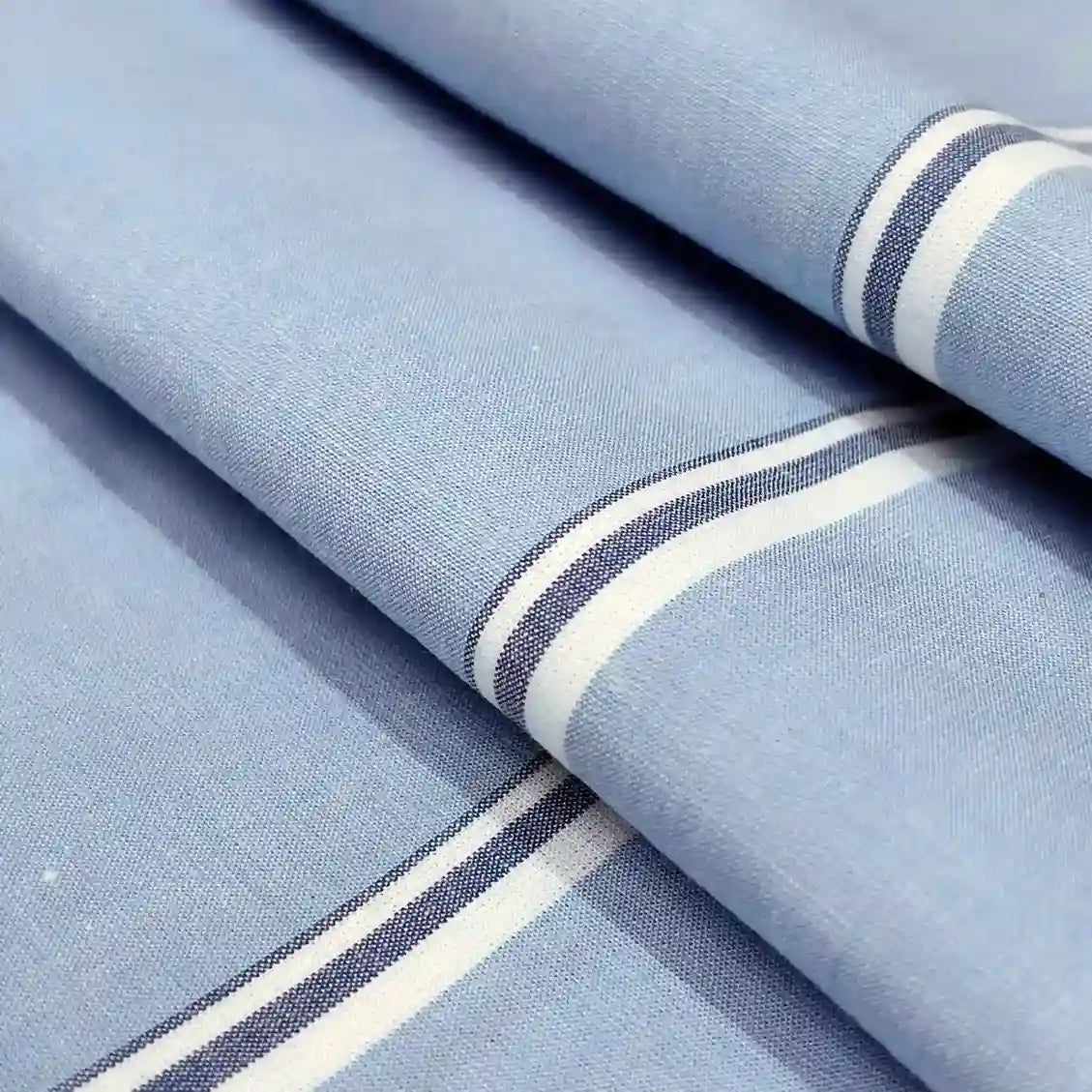 Sky blue cotton striped fabric detail – pure cotton, 58 inch wide, for men shirt India – Gleemify
