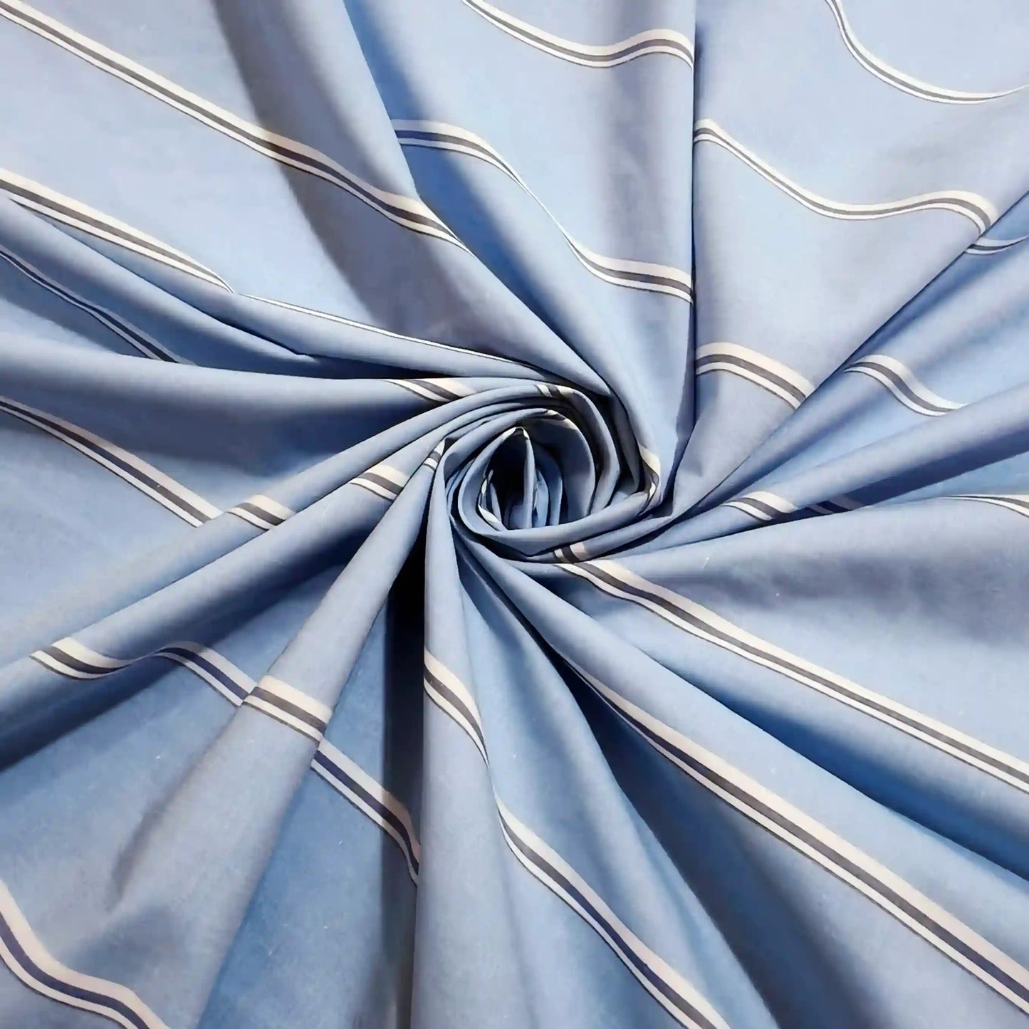 Sky blue stripe cotton fabric drape – pure cotton, 58 inch wide, for ethnic casual shirt – Gleemify