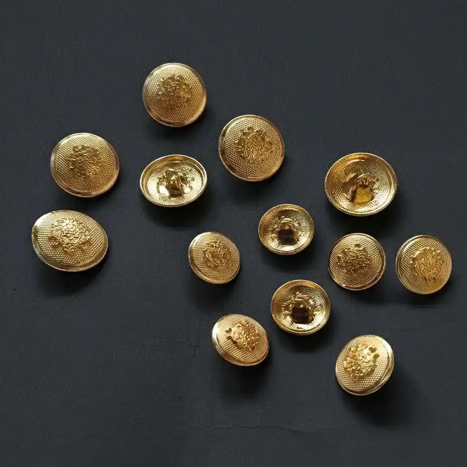 Gold crest heraldic button detail – metal shank, 21mm and 16mm, for blazer suit uniform – Gleemify