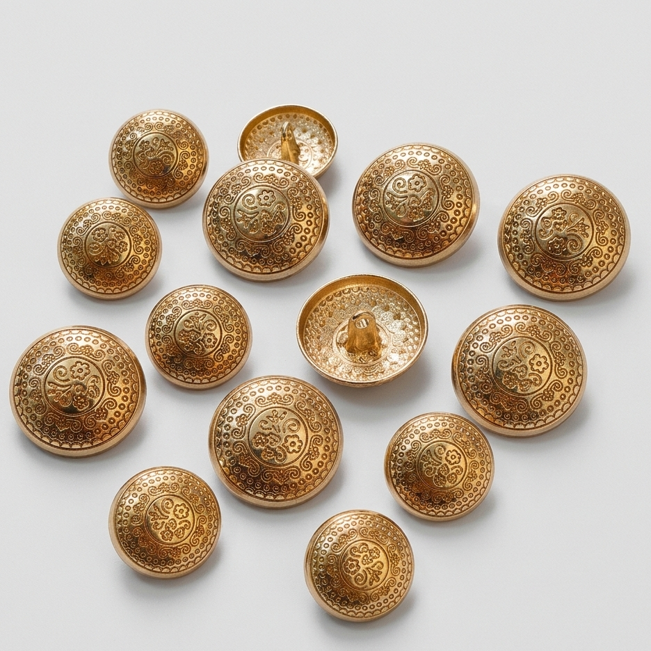 Floral gold button on suit fabric – metal, 18mm 23mm, for jodhpuri suit blazer formal wear – Gleemify