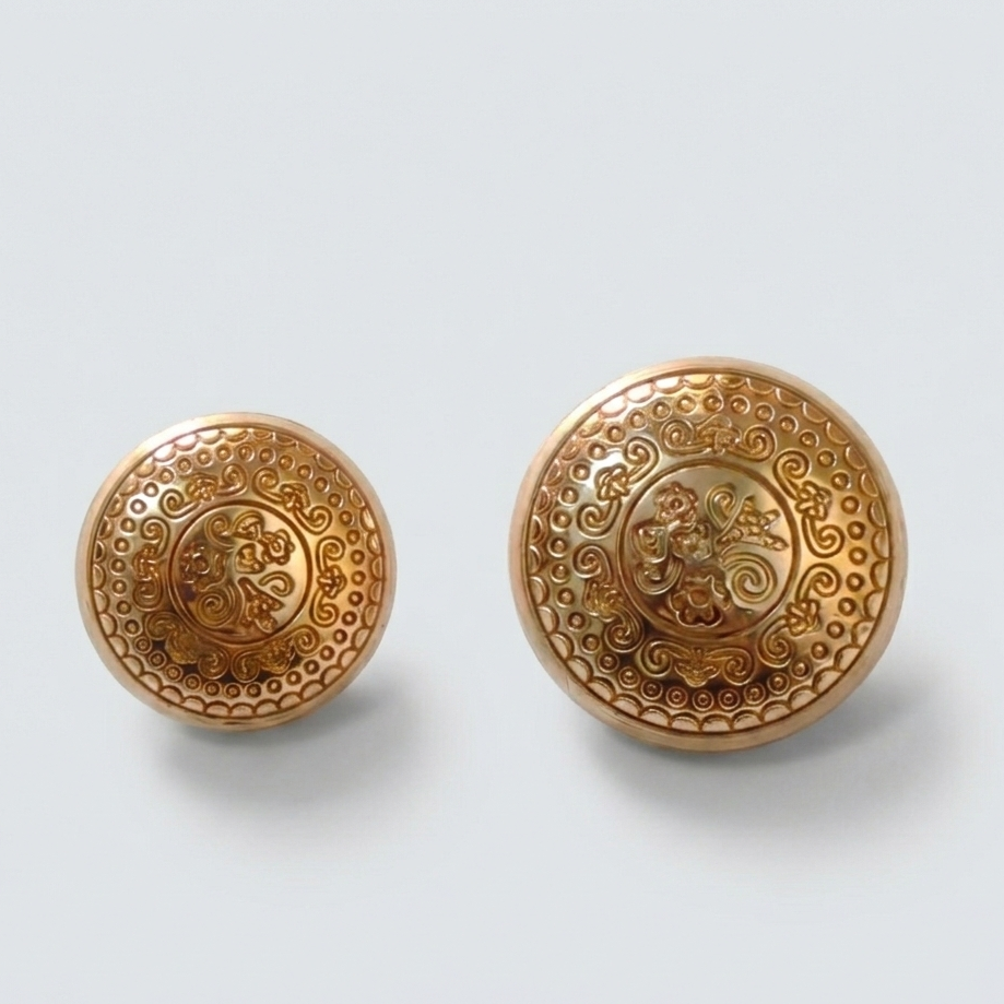 Royal floral gold metal buttons in 18mm and 23mm, set of 6, for bandhgala suits, blazers and formal wear – Gleemify