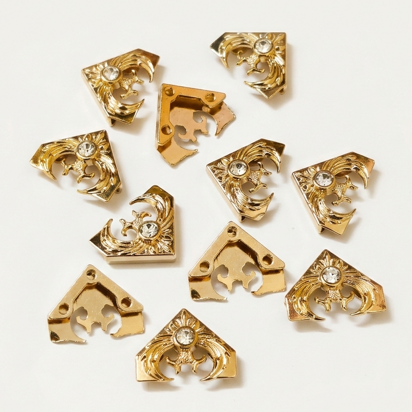 Gold eagle collar tips flat lay – metal with crystal, set of 4, for collar pin styling India – Gleemify