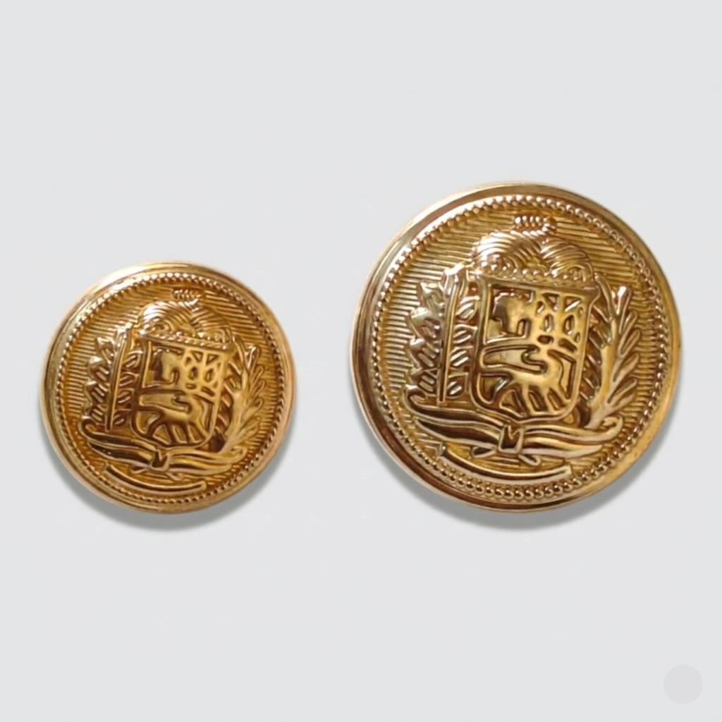 Royal shield crest gold metal buttons in 18mm and 23mm, set of 6, for jodhpuri suits and formal blazers – Gleemify