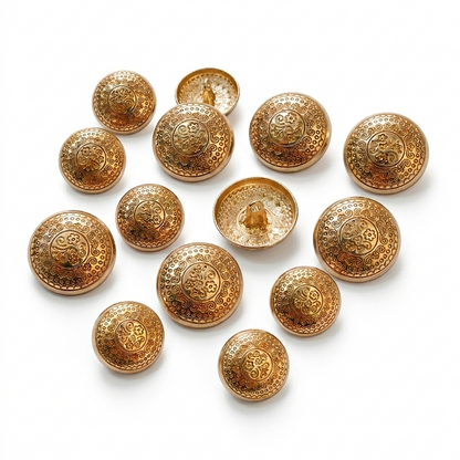 Royal floral gold buttons close-up detail for blazer jodhpuri India – Gleemify